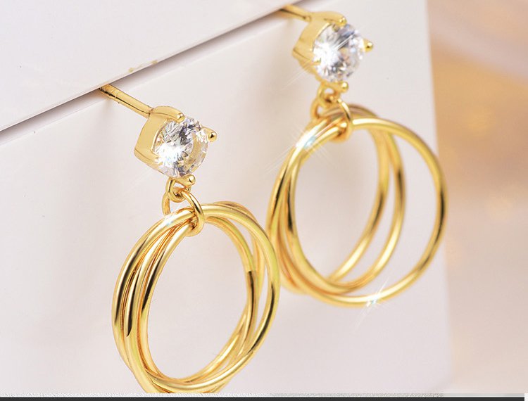 精致气质镀14k金色s925银耳饰