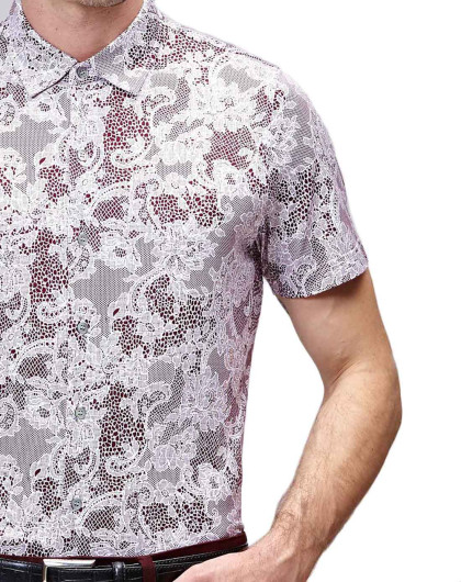 古柏valentcoupeau男装夏装特惠专场咖色时尚印花纯棉针织开衫8223007