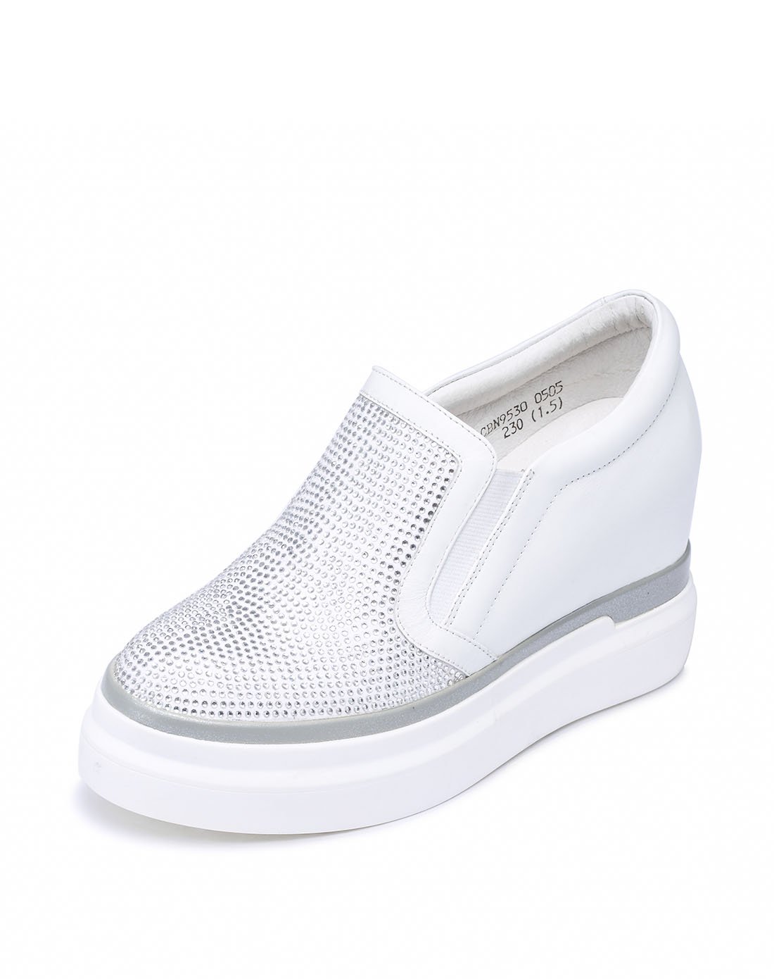 i酷equus牛皮时尚百搭镶钻深口休闲鞋白色ff2cbn95300505_唯品会