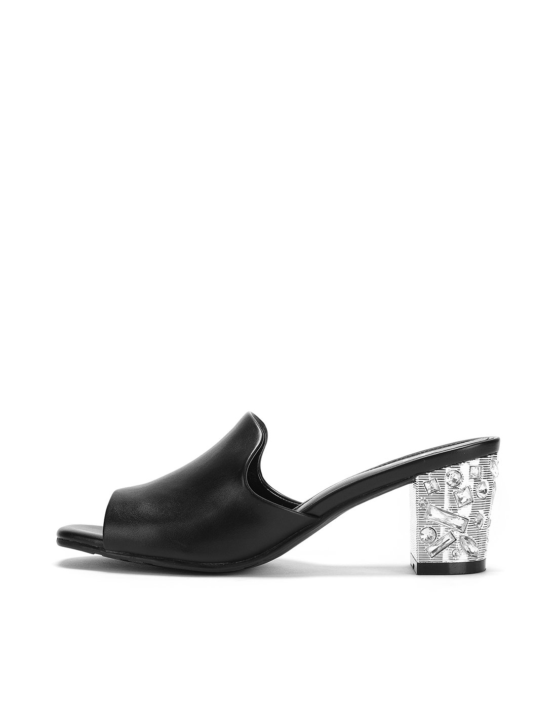 杜拉拉系列方头淑女气质高跟女士凉鞋黑色