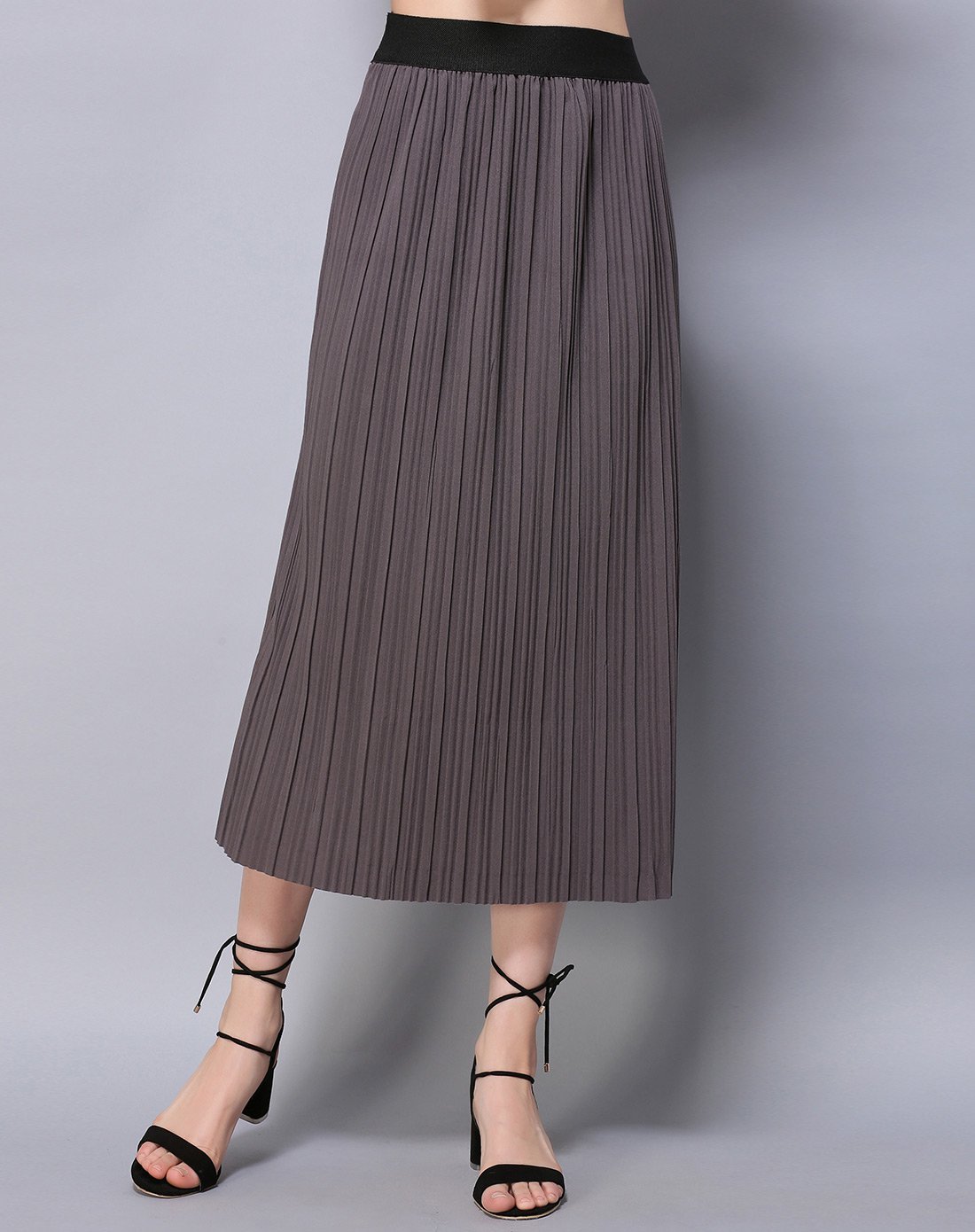 女款气质百搭百褶半身裙灰色