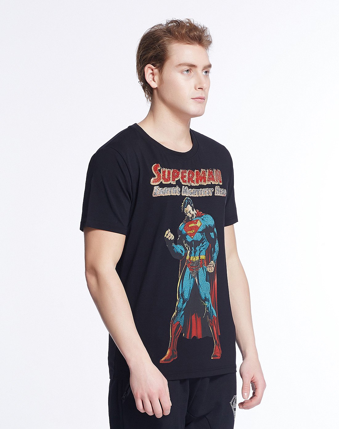 美国dc超级英雄系列潮牌服饰专场超人/superman系列 男款短袖t恤 镶钻