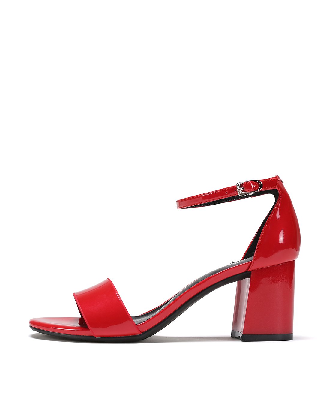 杜拉拉系列舒适方跟一字扣带女式凉鞋红色