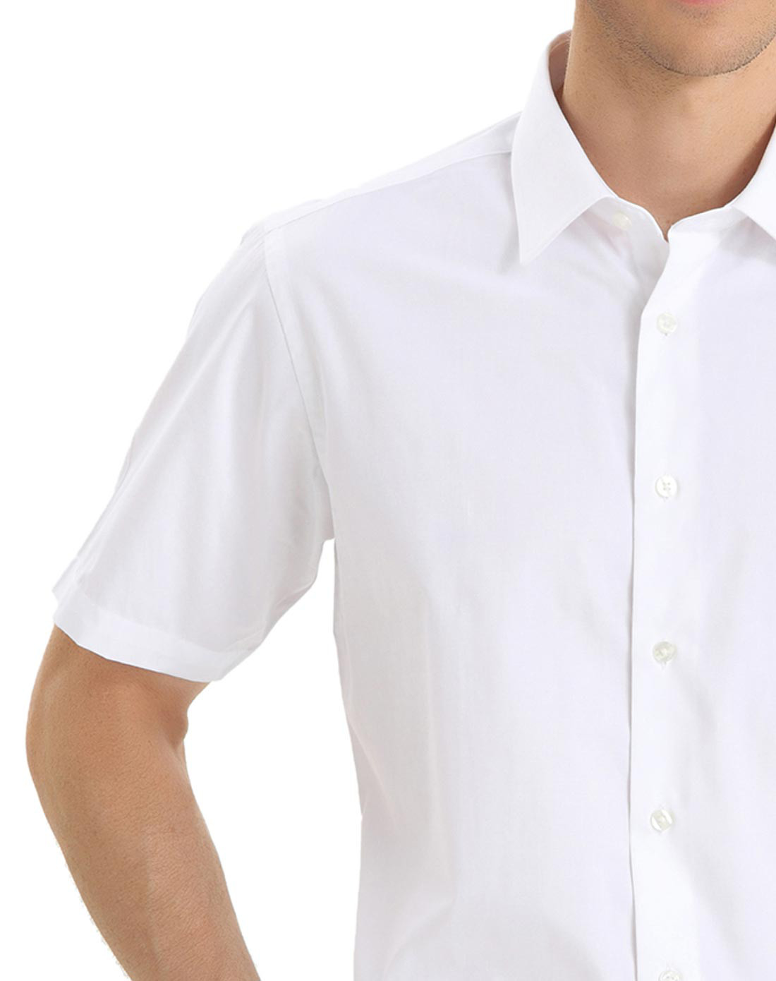 简洁商务短袖衬衫米白色