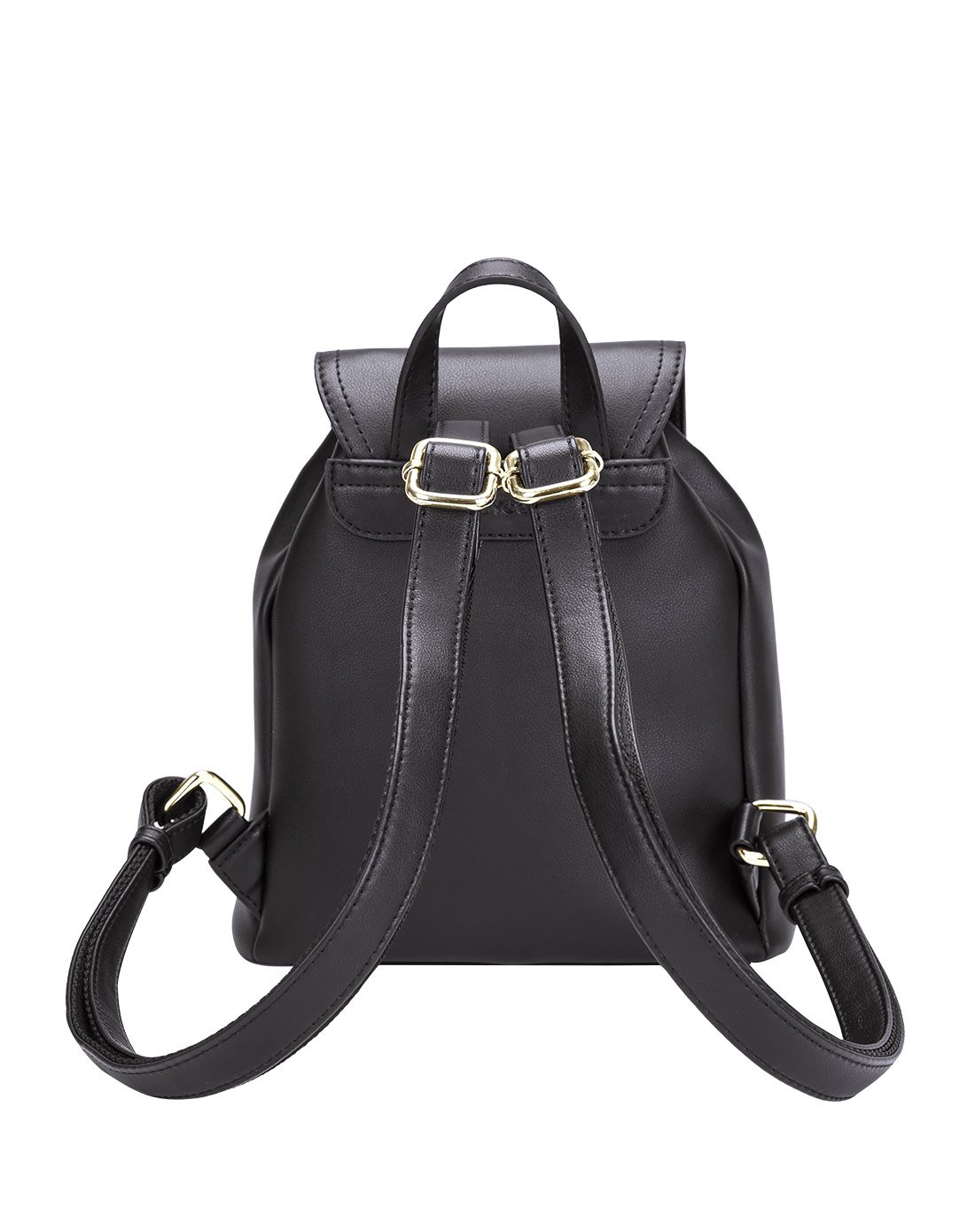 texwood箱包专场 潮流学院风抽绳插扣女双肩包黑色 商品编码:zd7a0081