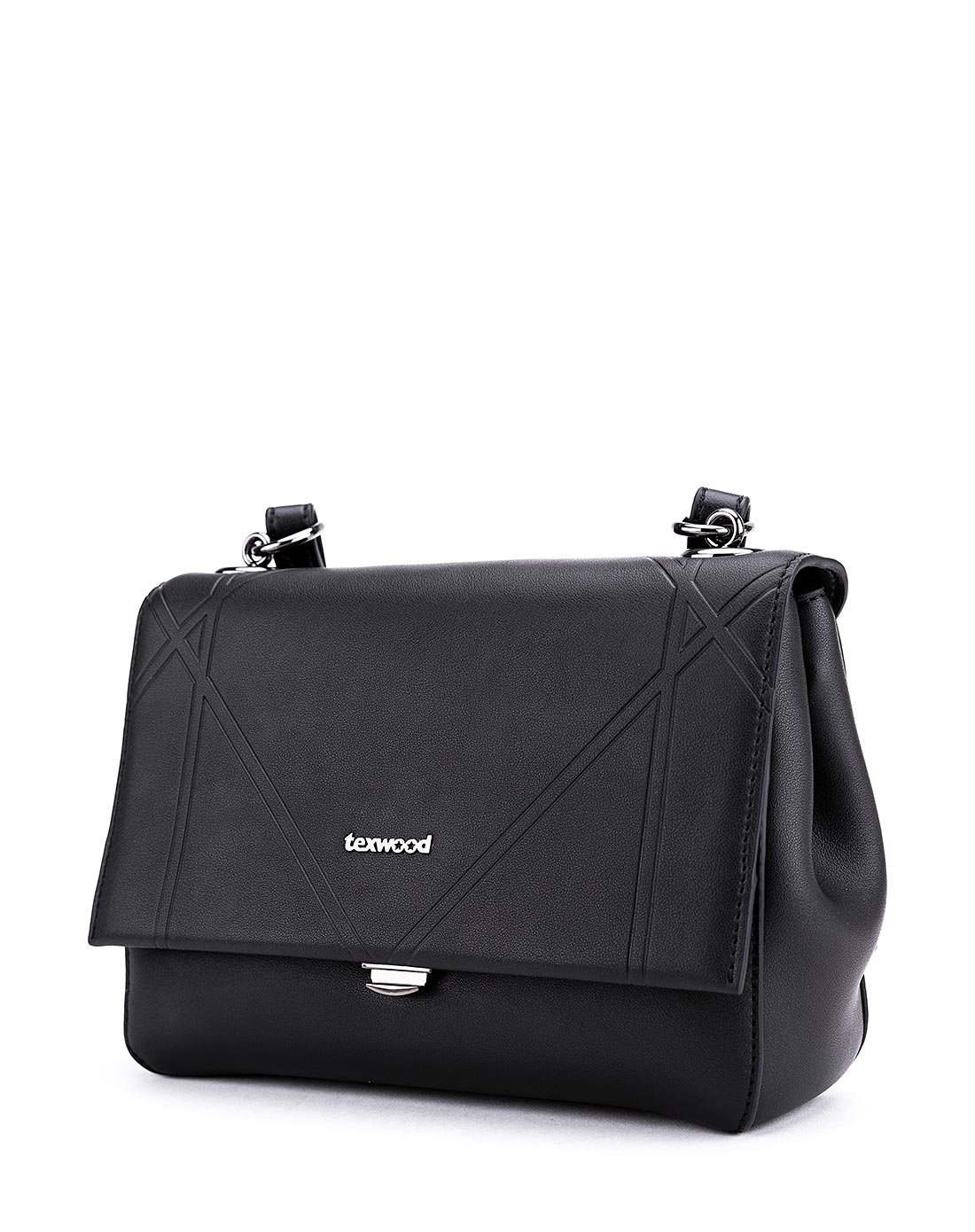 texwood牛皮优雅印压线条细肩带女斜挎包黑色z37a0011-01_唯品会