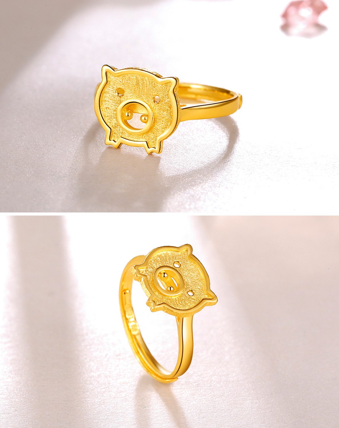 金至尊 足金蚕丝小猪戒指(计价)约4.11g