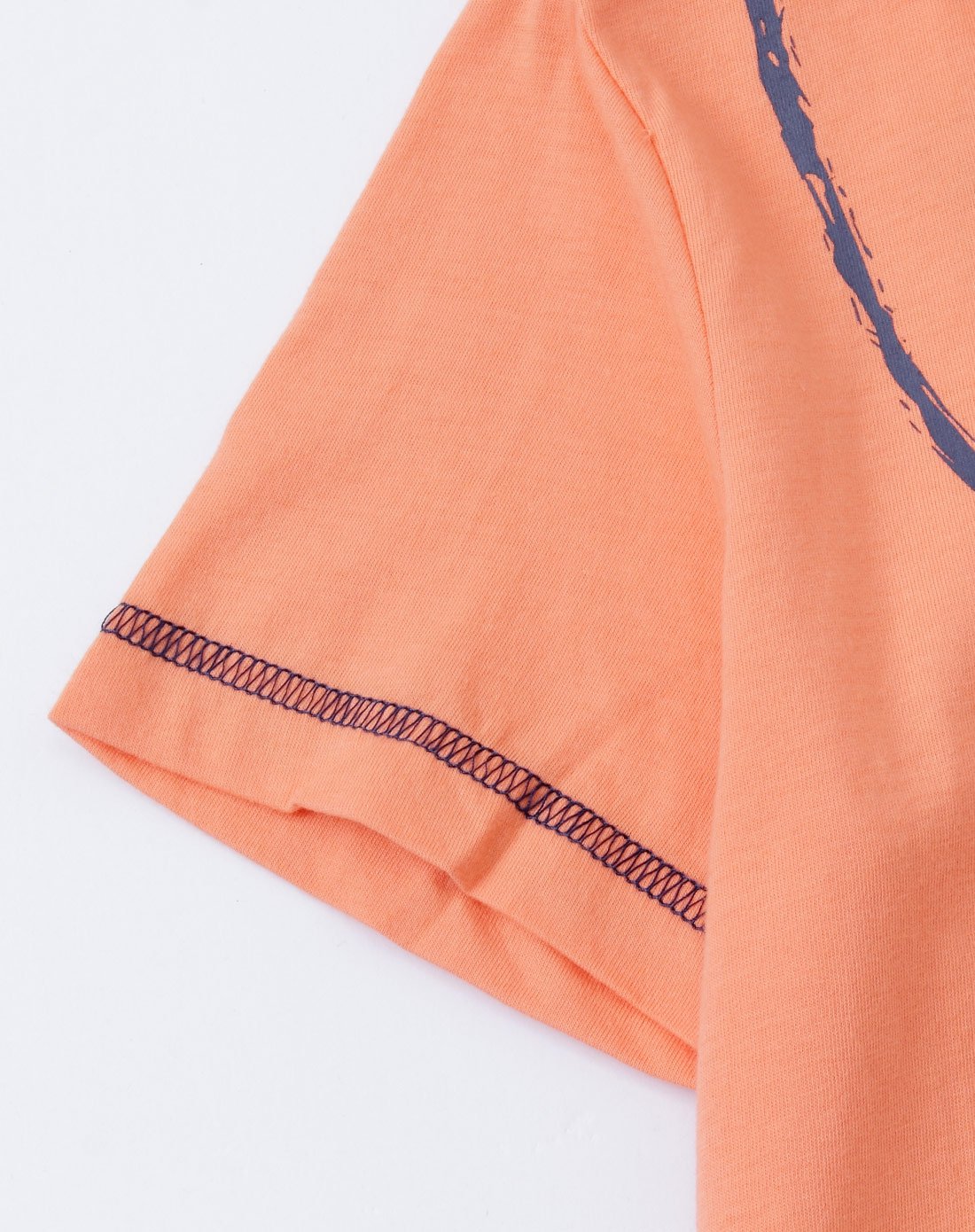 男童浅桔色带帽圆领短袖t恤