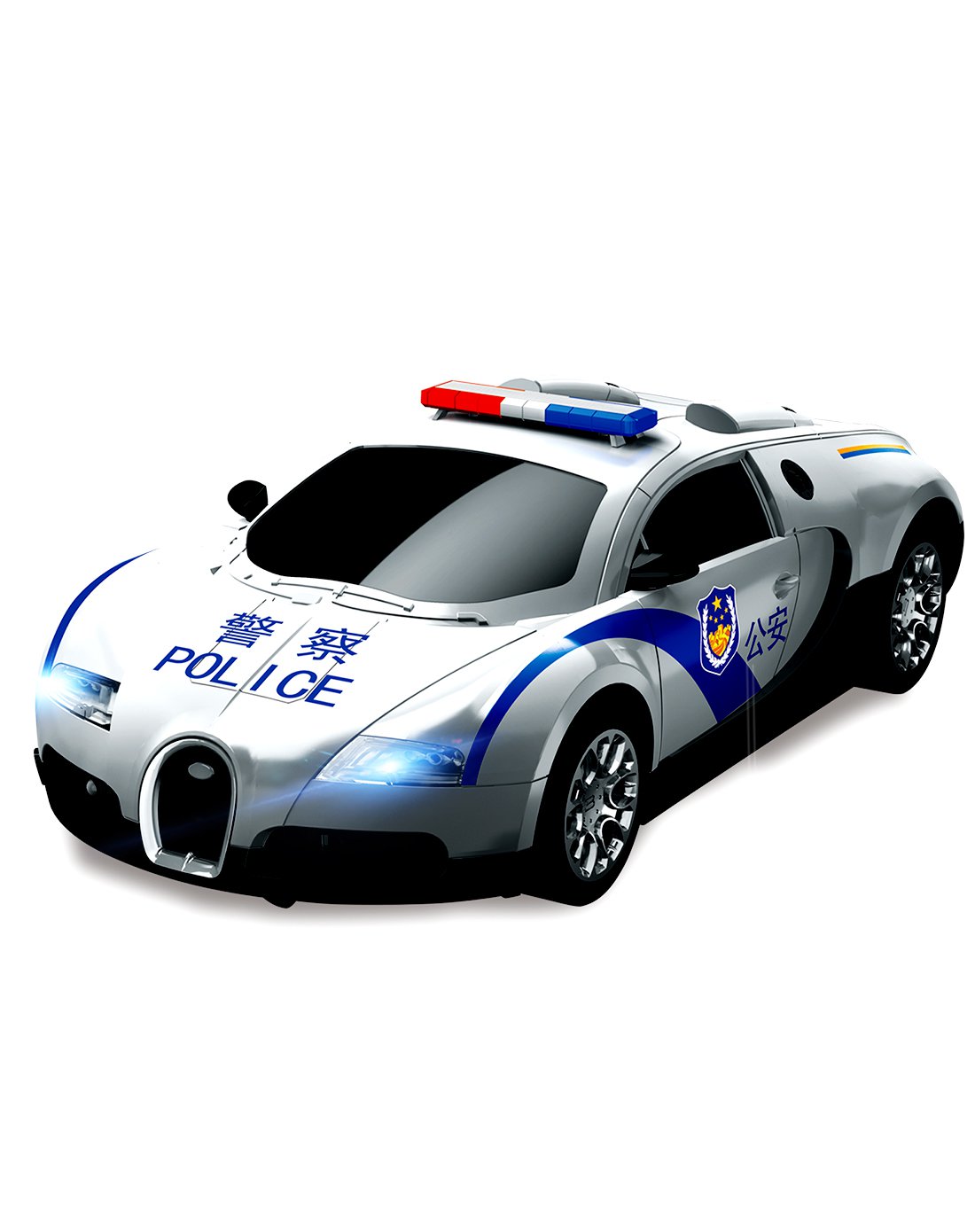 1:14布加迪警车一键变形遥控车机器人(颜色随机)