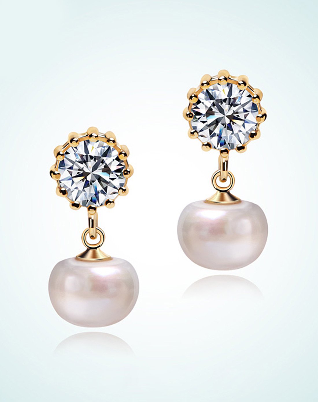 静风格白月光淡水珍珠耳环女925银针防过敏锆石耳钉耳饰品经典潮流