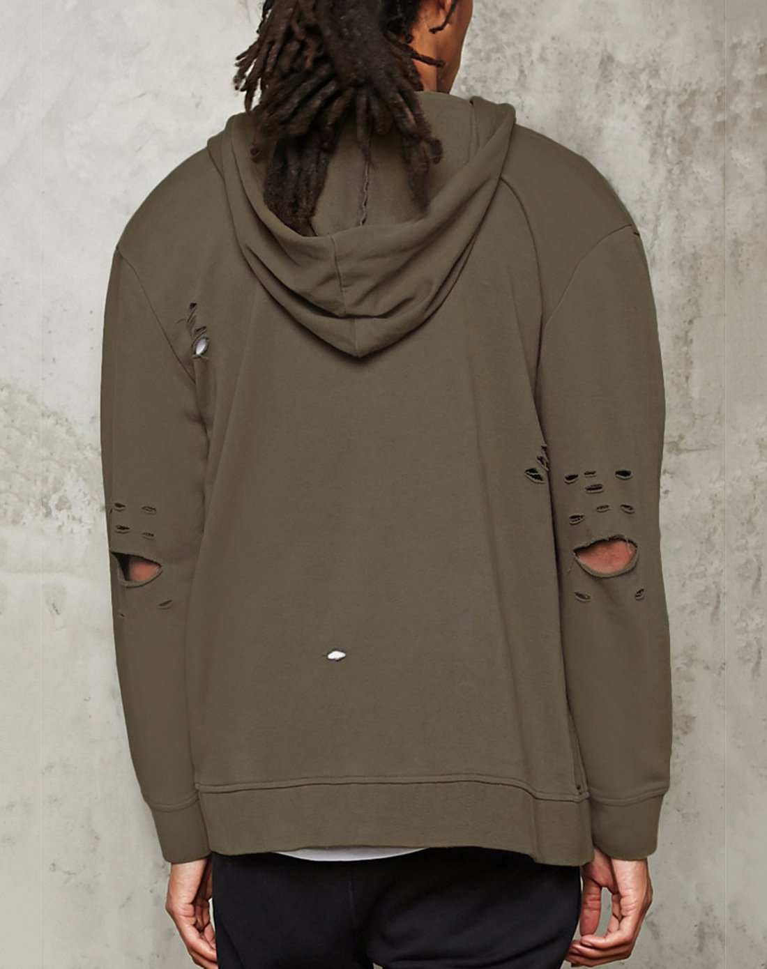 男士休闲破洞连帽卫衣