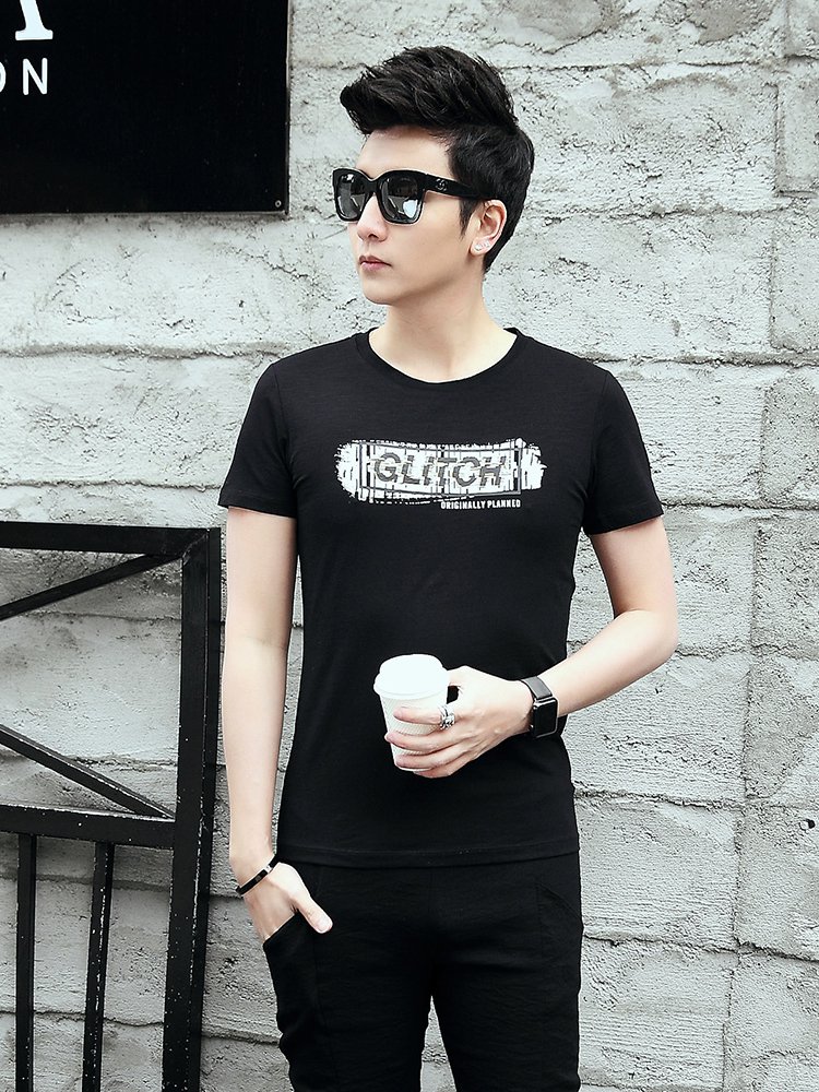 字母时尚显瘦短袖t恤黑色