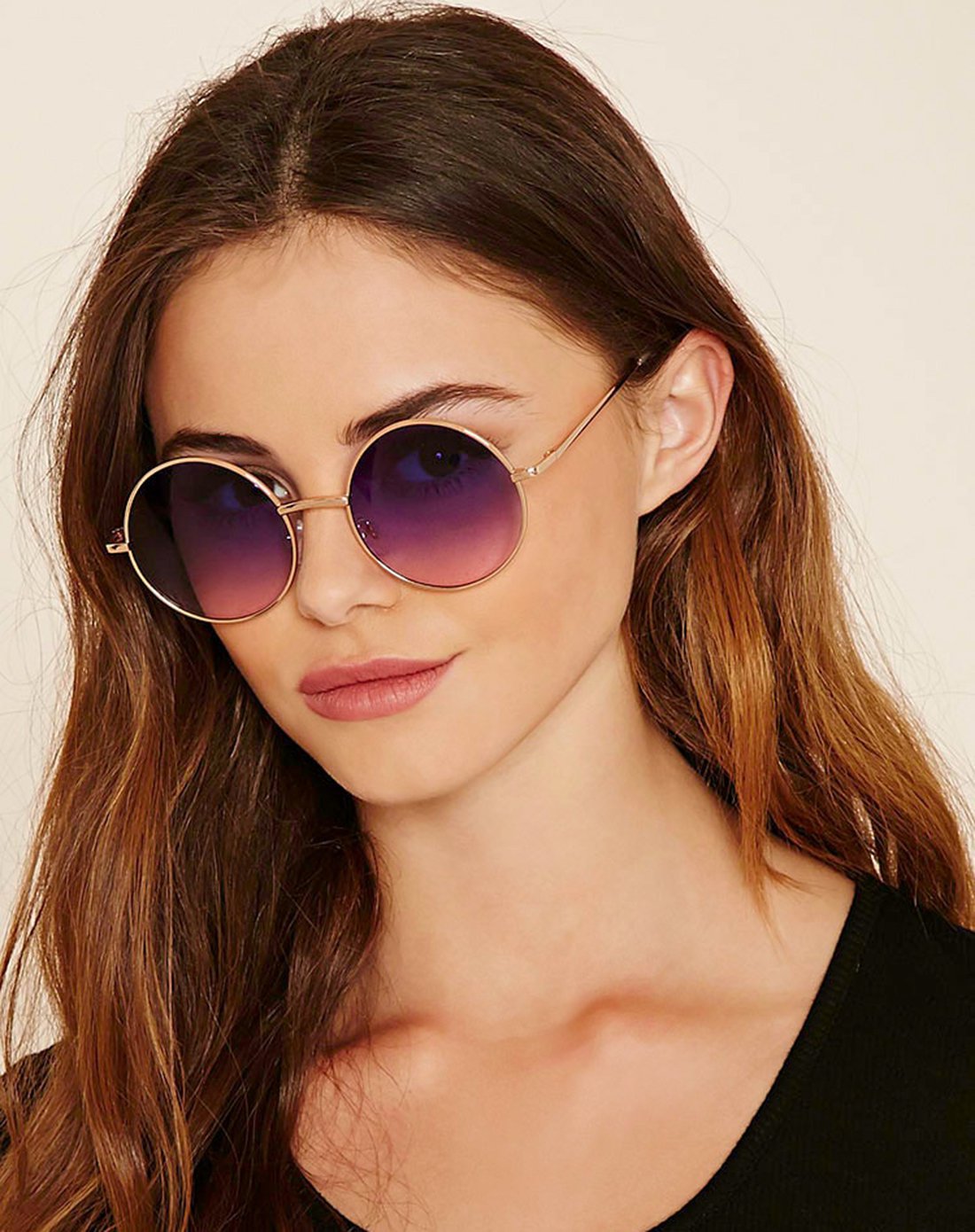 复古圆形墨镜太阳眼镜金色