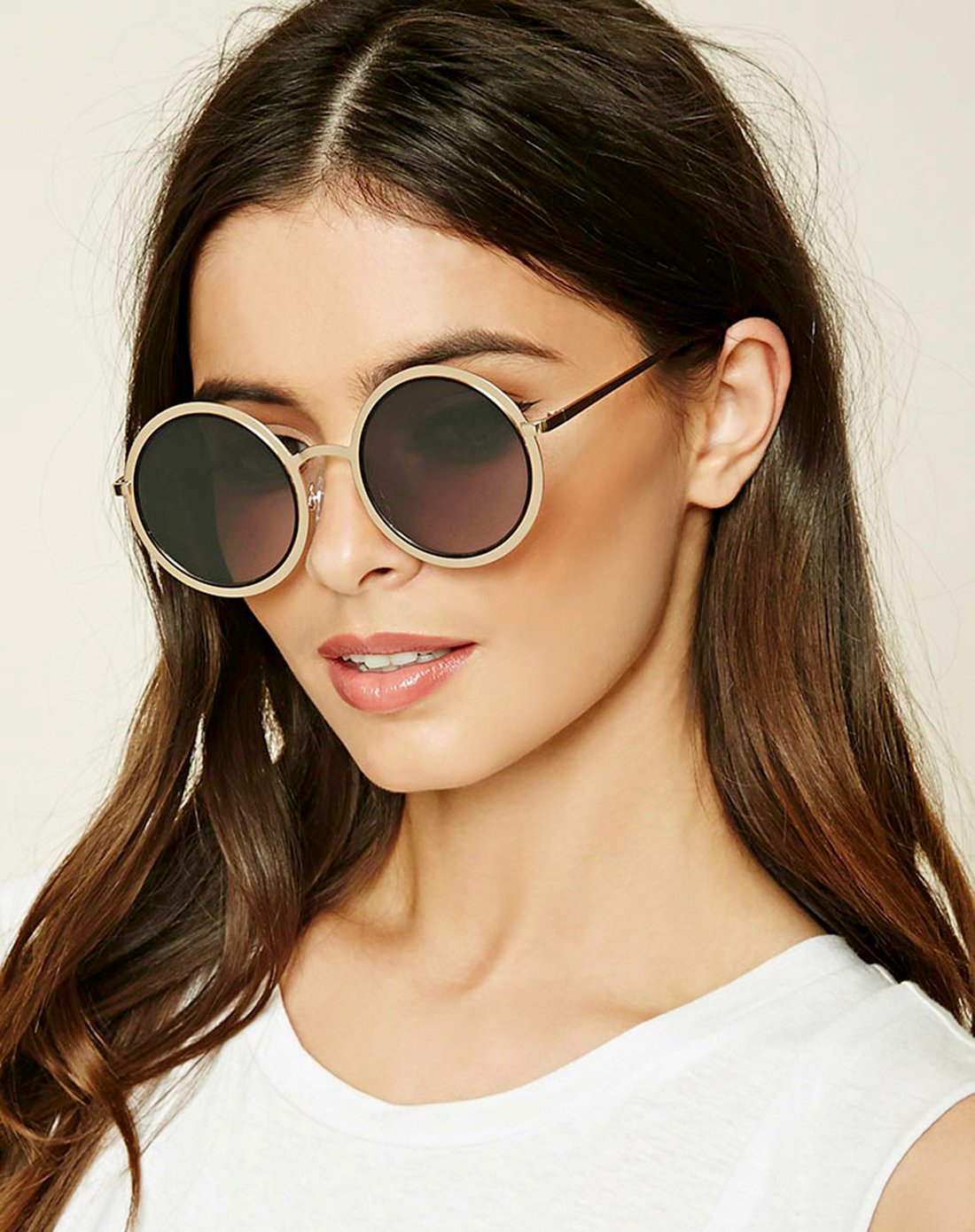 时尚圆形墨镜太阳眼镜金色