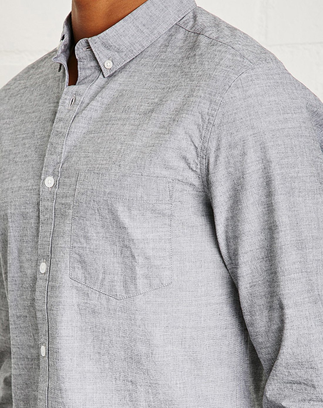 男士全棉长袖衬衫浅灰色