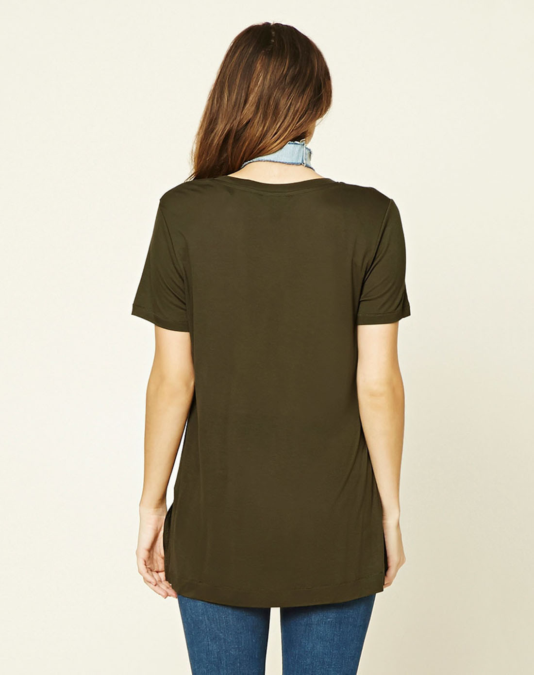 百搭款宽松纯色短袖t恤橄榄色