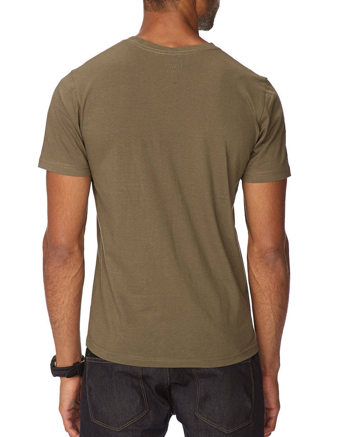 男士全棉v领短袖t恤橄榄色