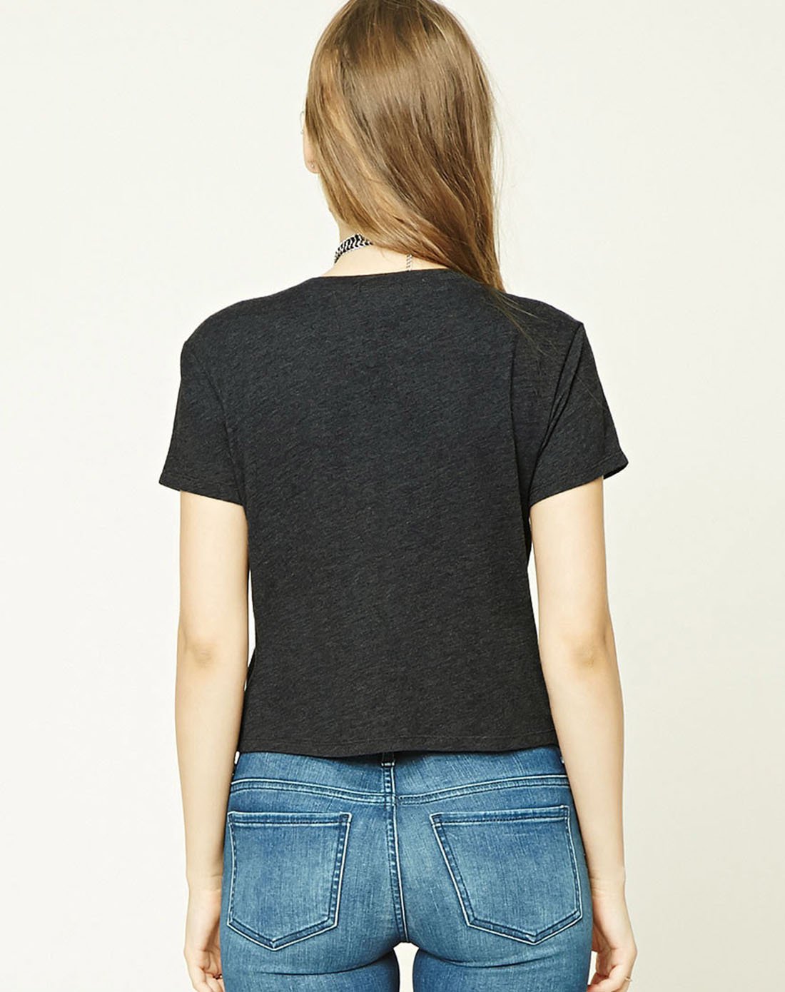 棉质休闲图案短袖t恤炭黑色