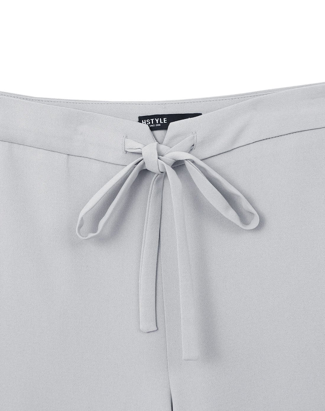 纯色宽松韩风简约通勤中腰休闲七分裤浅灰色