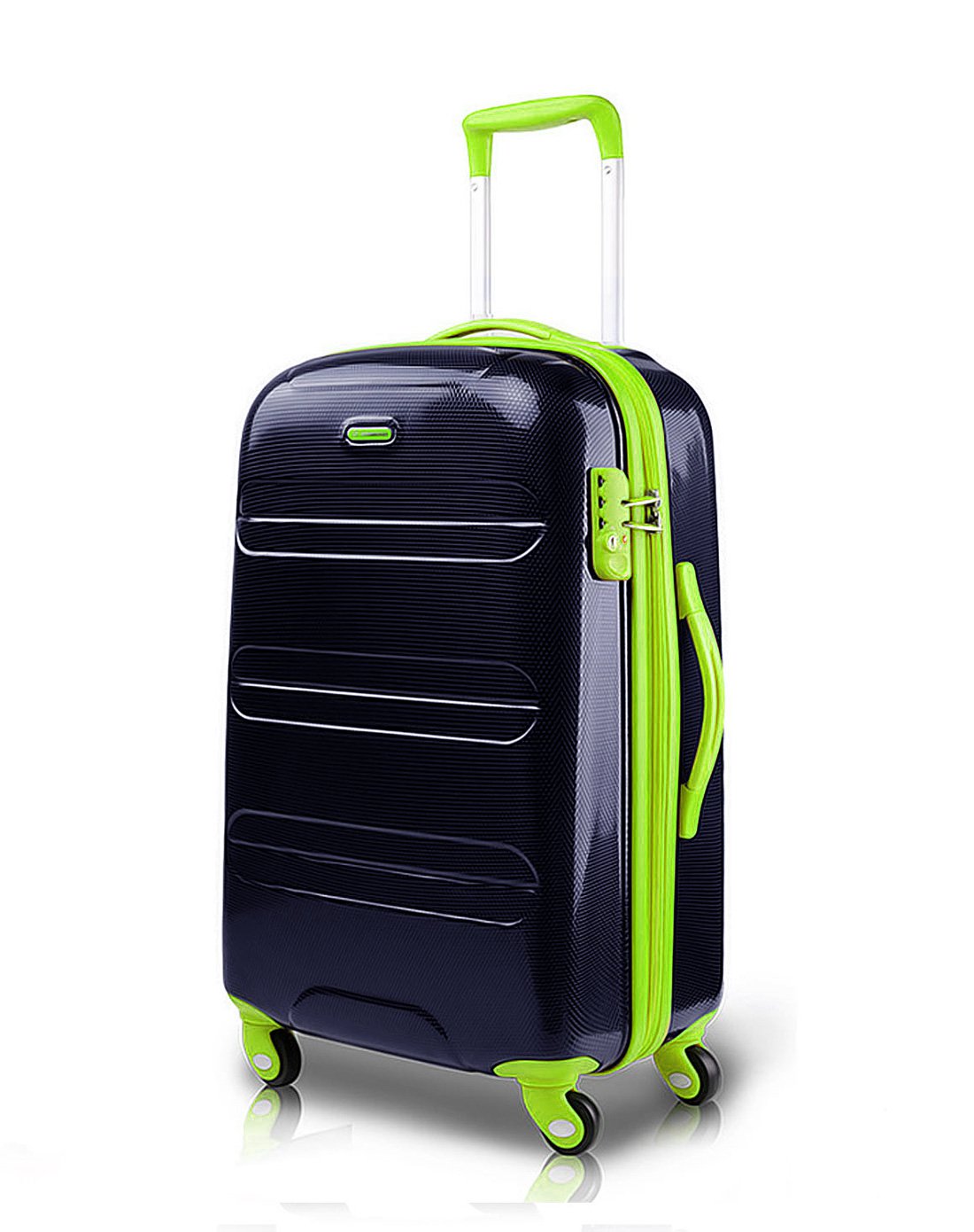 24寸纯pc撞色防刮拉杆箱pct011蓝配绿