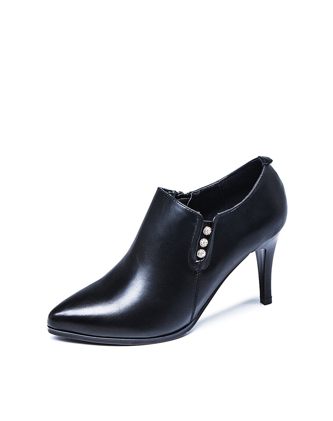 华耐女鞋春秋款深口高粗跟时尚百搭单鞋红色