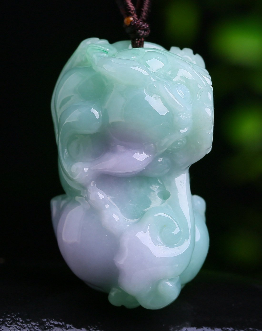 一品翠 天然翡翠a货春带彩精工貔貅挂件