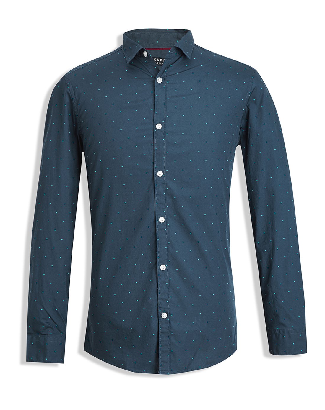 男士全棉波点印花长袖衬衫