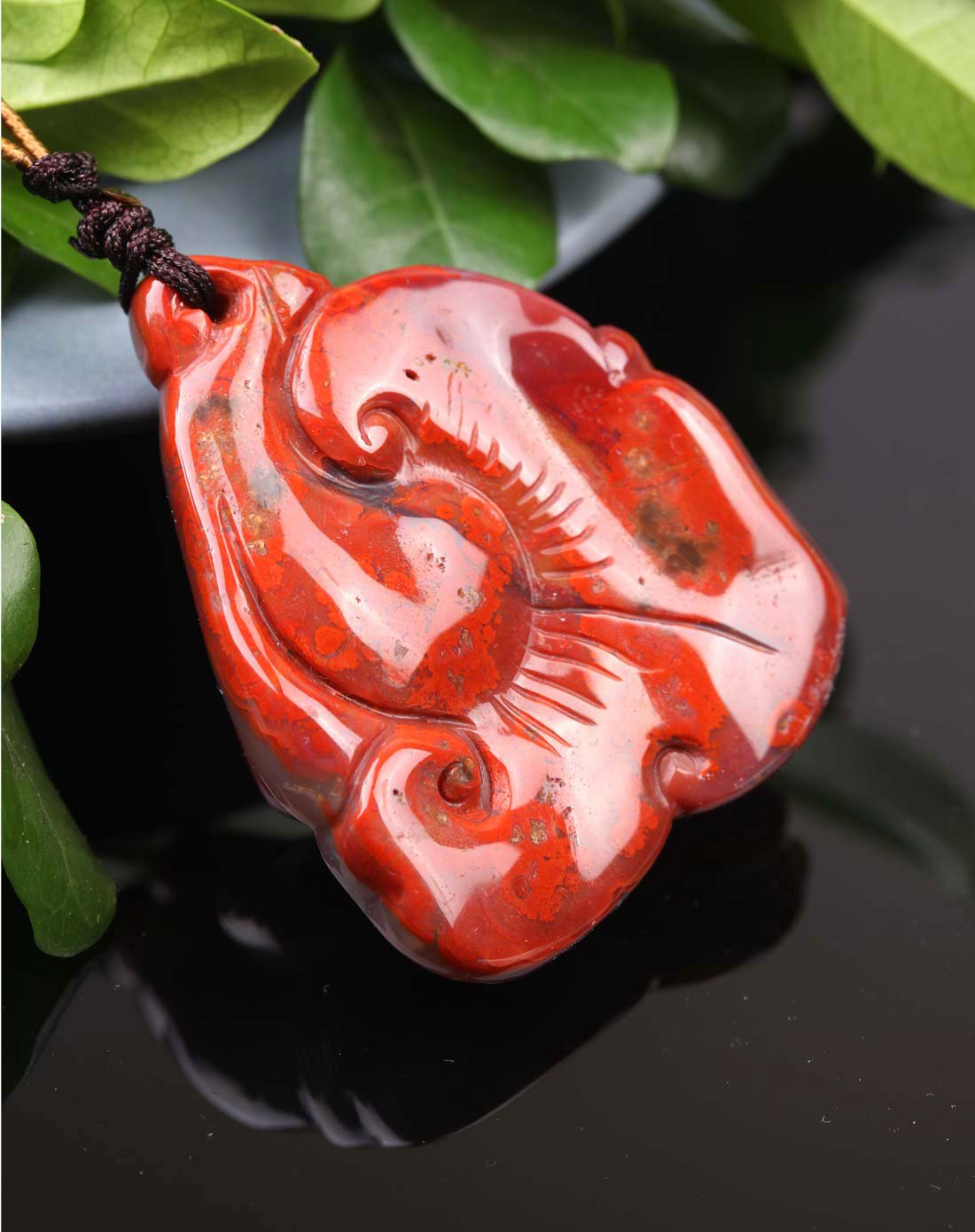 天然战国红富贵凤凰吊坠