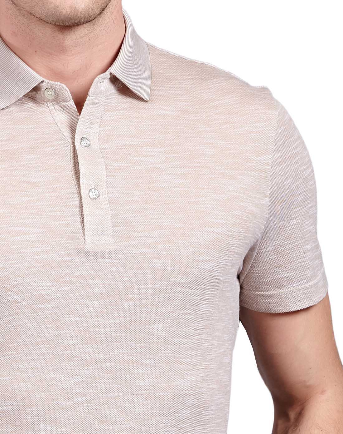 浅肉桂色暖男纯棉t恤衫