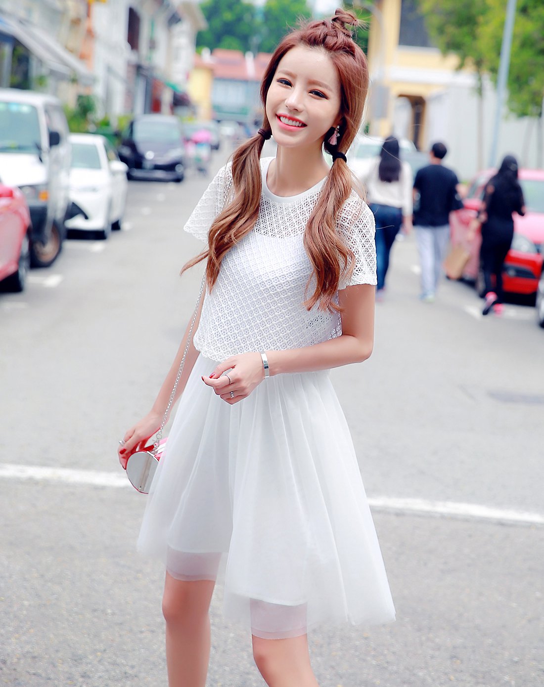 韩版女装秋装淑女风可爱网纱两件套短袖连衣裙