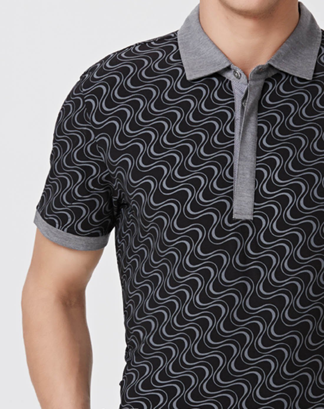 啄木鸟tucano时尚印花翻领短袖t恤黑色tx260104-06_唯品会