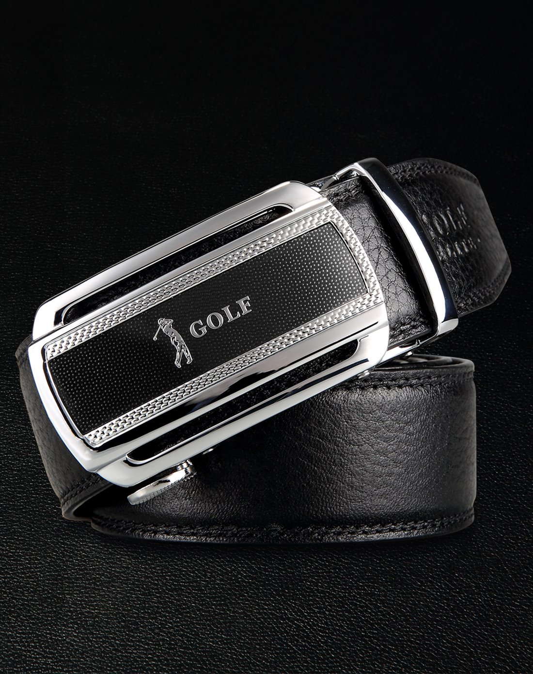 男士头层牛皮商务自动扣腰带棕色