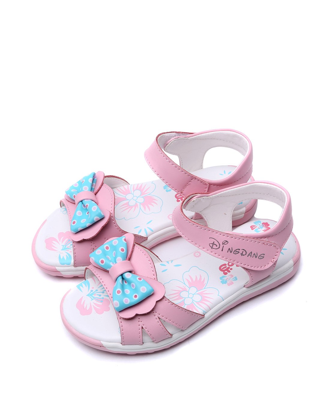 二层牛皮/tpr软底可爱风真皮凉鞋粉红