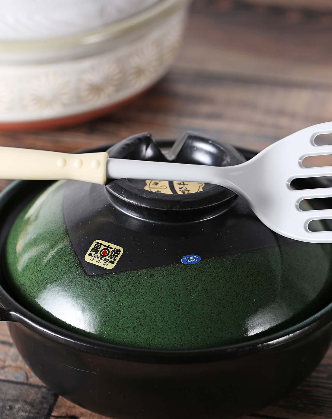 日本原装手工万古烧绿彩7号深锅