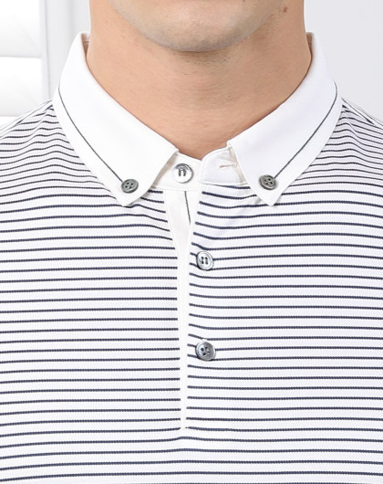 桑蚕丝棉混纺清爽舒适纽扣领短袖t恤