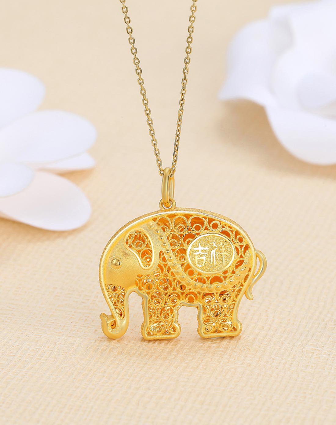 潮宏基 太平有象 足金黄金吊坠-计价