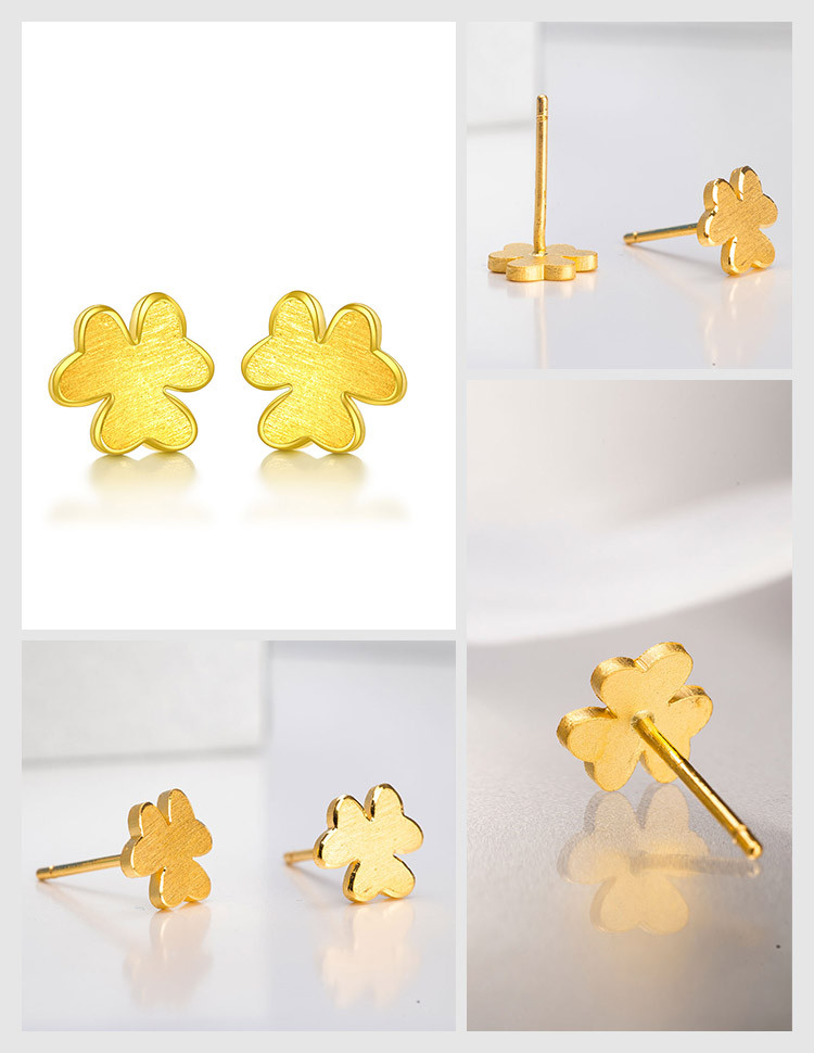 三叶草 足金耳钉-计价