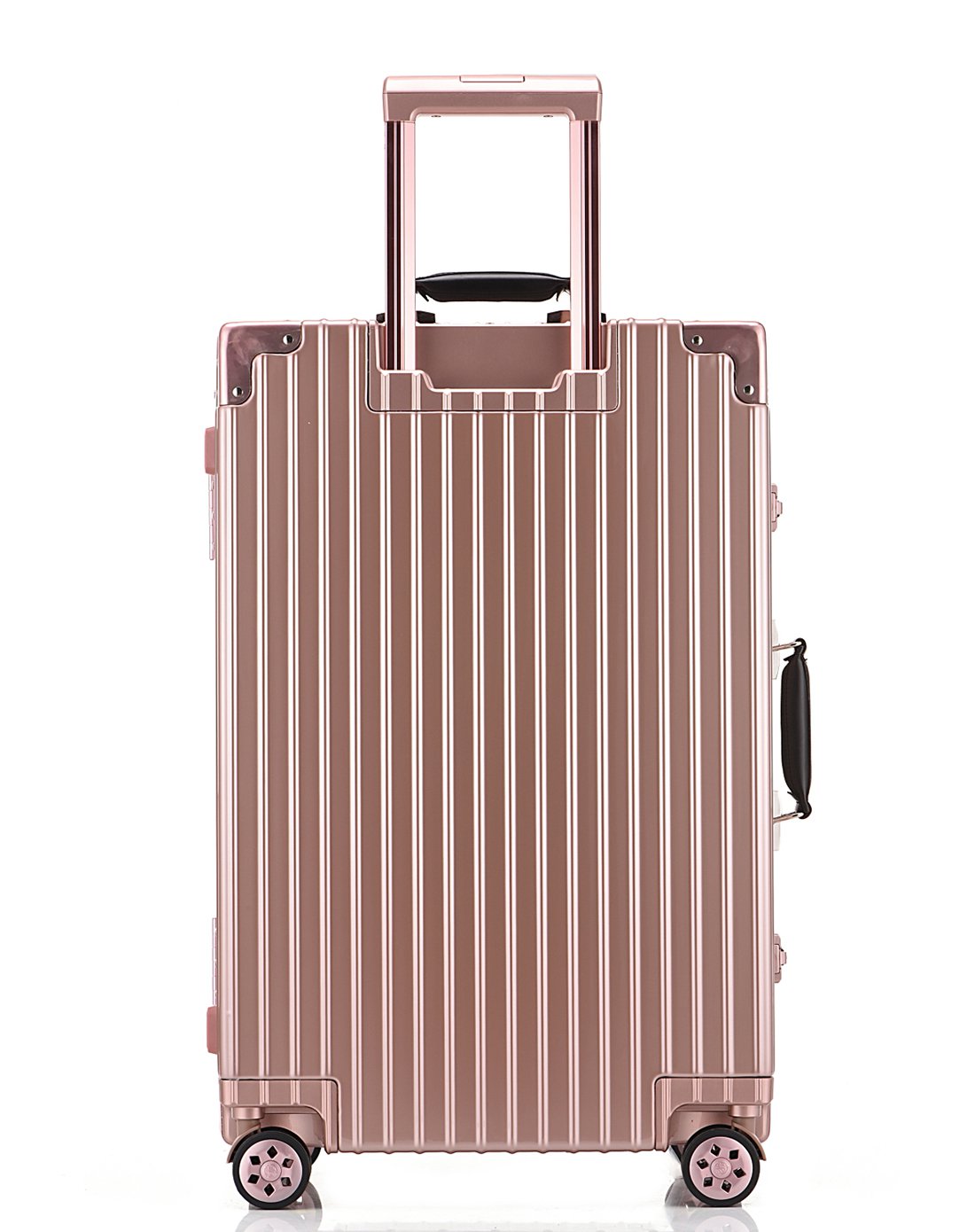 直角万向静音轮铝框旅行箱24寸玫瑰金