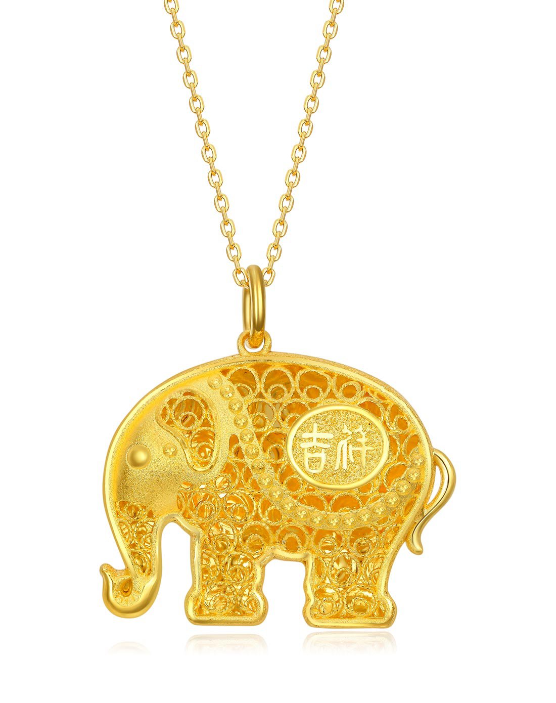 潮宏基 太平有象 足金黄金吊坠-计价