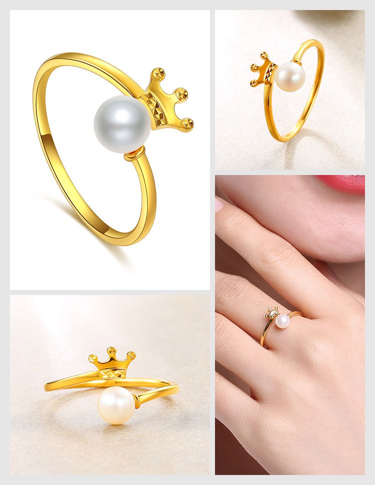 珠冠18k金珍珠戒指-定价