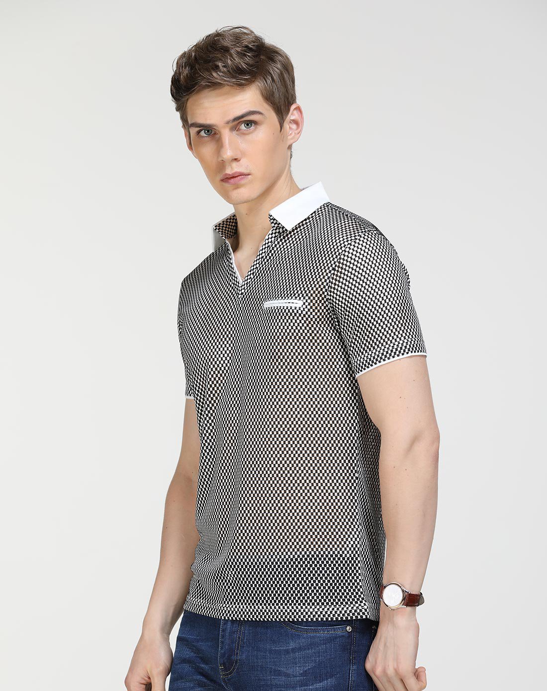 卡丹路男士商务休闲短袖反领t恤