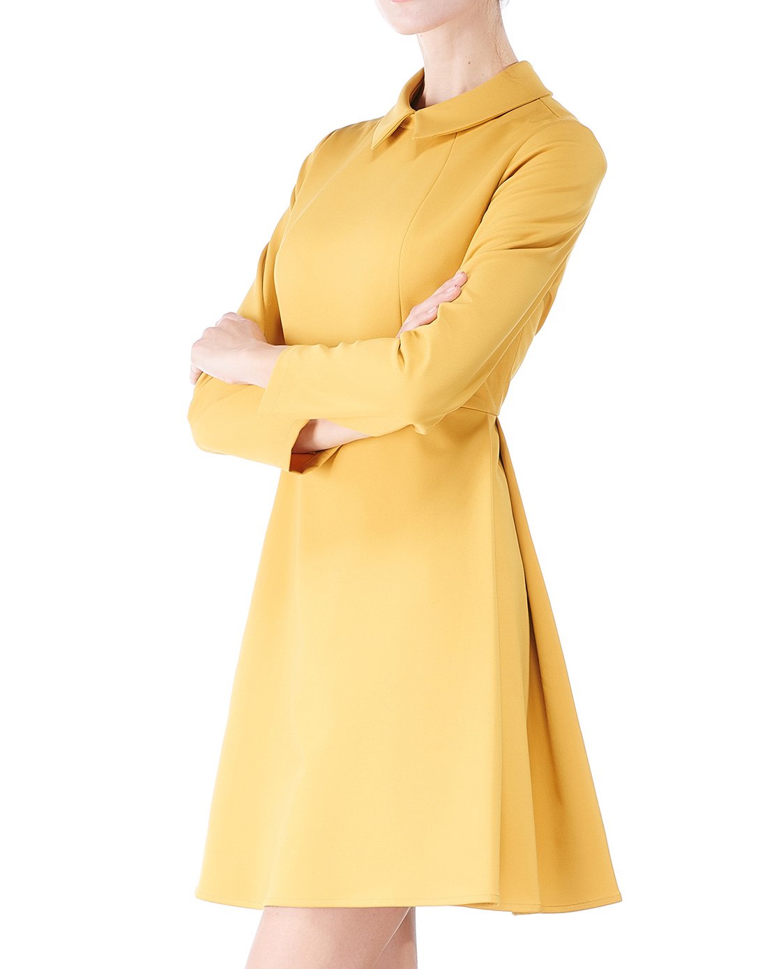 千佳惠chgaway黄色简约小翻领连衣裙co8378j0_唯品会
