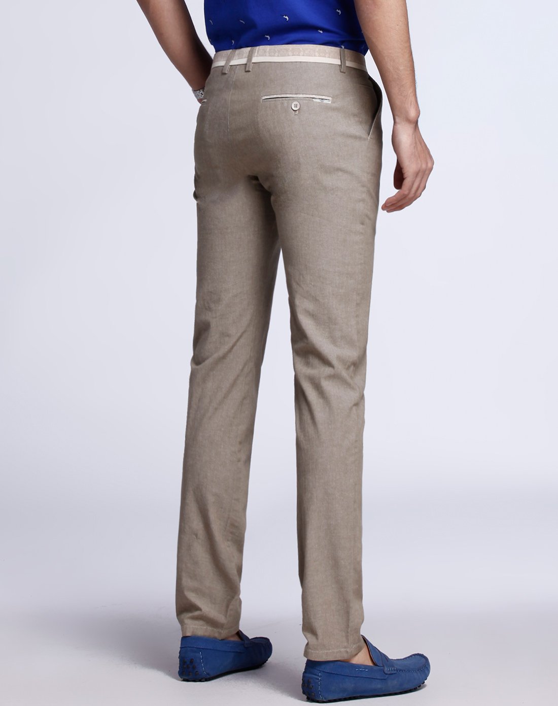 男款多色舒适弹力棉仿亚麻裤子灰色