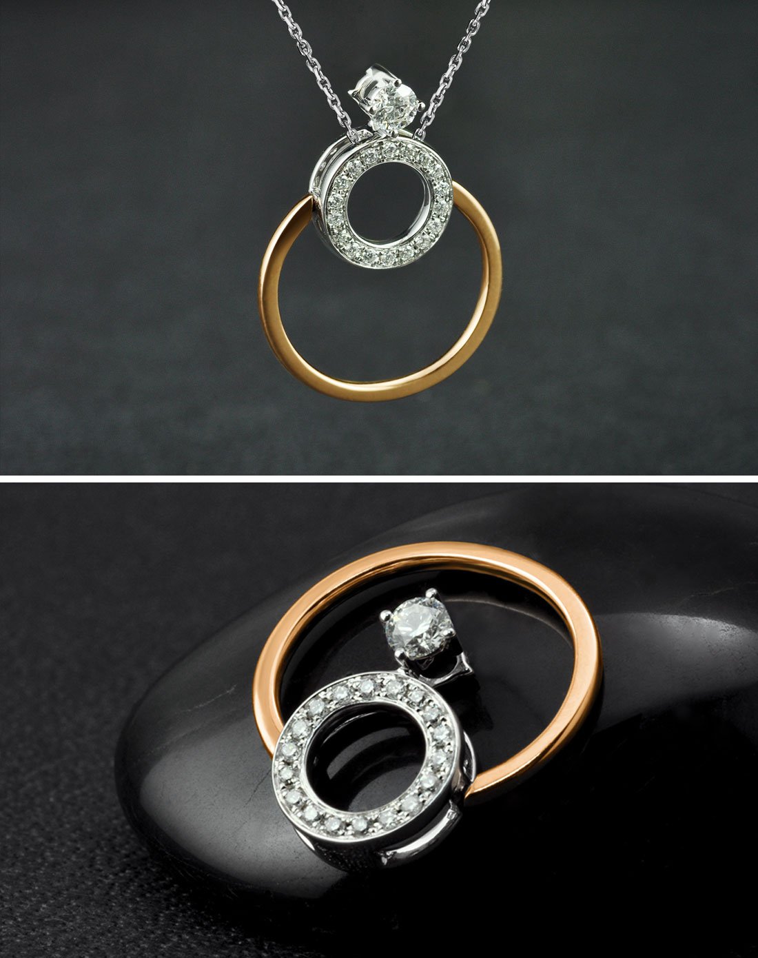 金至尊 18k金幸福女人-玫瑰金钻石吊坠(定价/不含链)