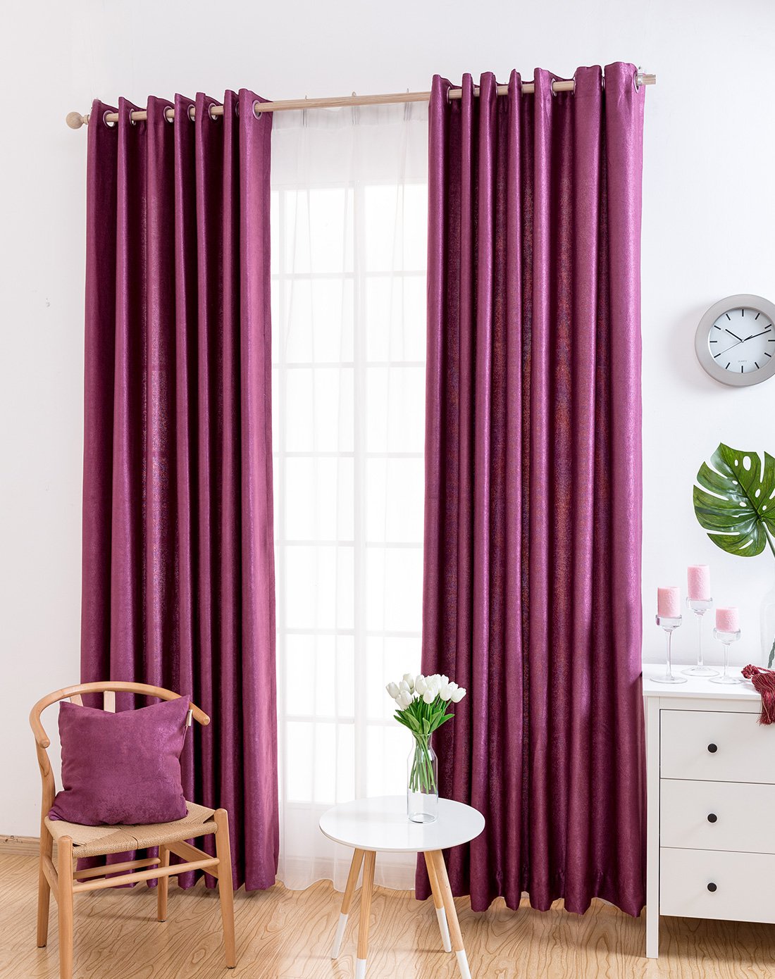 克拉恋人玫红窗帘300x270cm两片