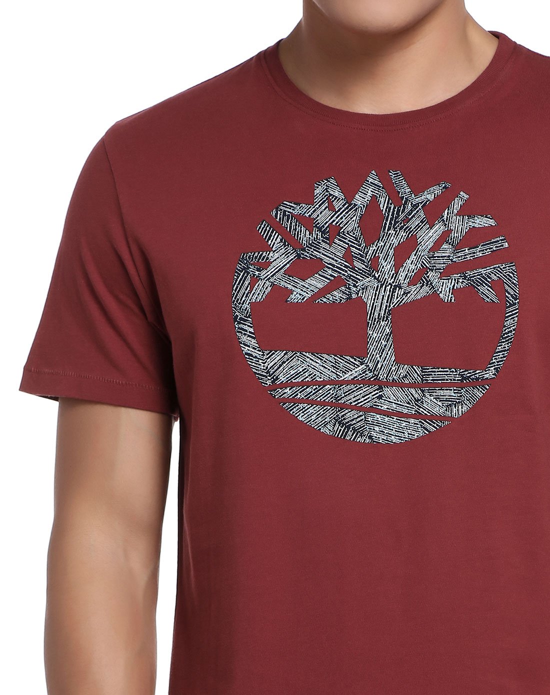舒适透气 男款t恤衫 树形logo红色