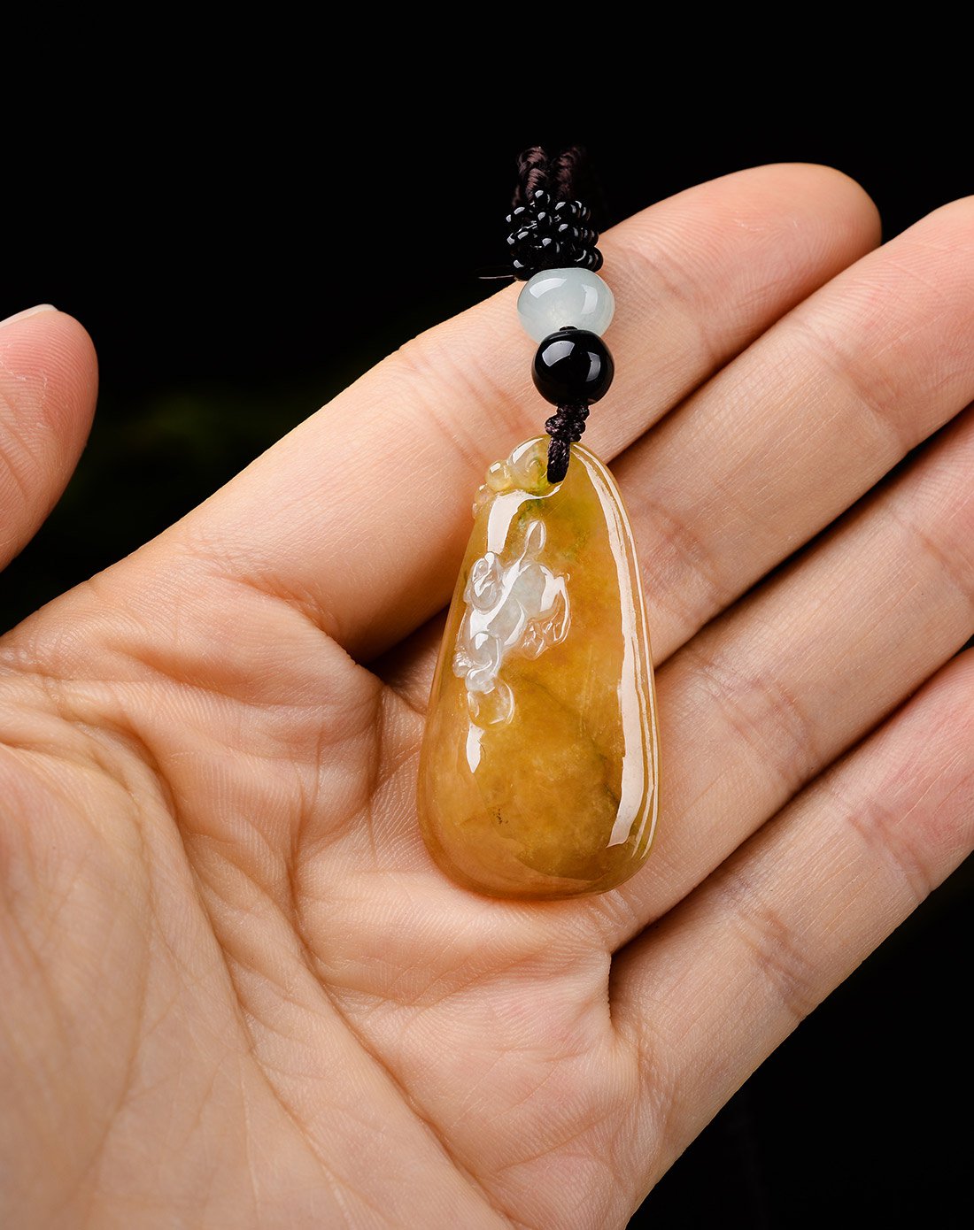 荔尚 黄翡糯种玉鼠运财翡翠吊坠附证书