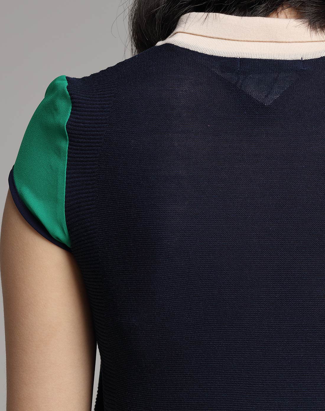 t恤领短袖针织衫绿青