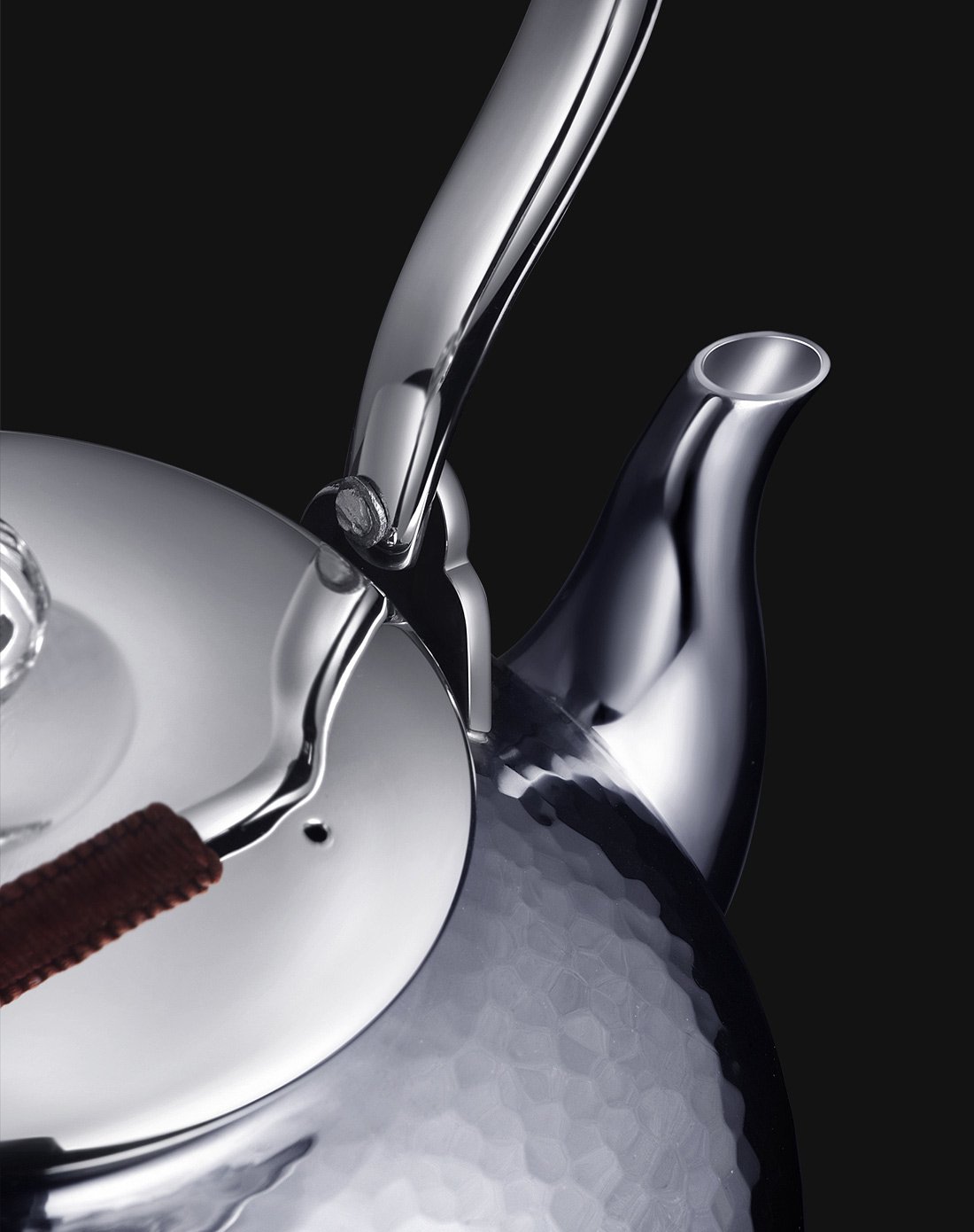 卡利罗calillo 足银乌银高光锤纹壶