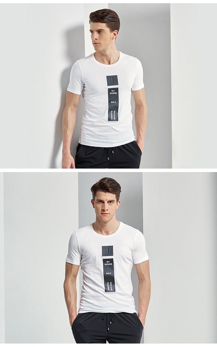 贴身剪裁圆领印花短袖t恤